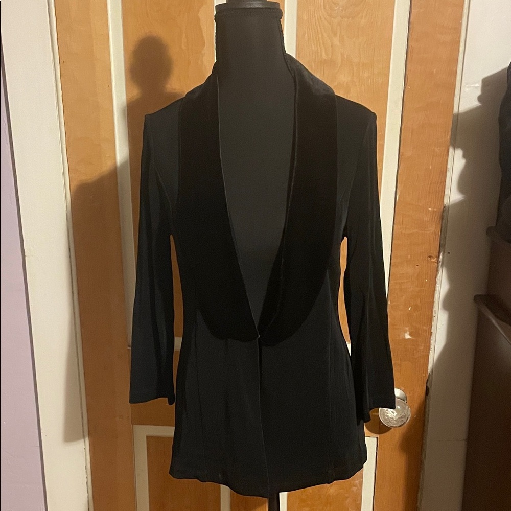 Chico's Classic Black Blazer with Velvet Lapel